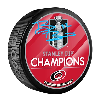 Brandon Bussi Carolina Hurricanes Autographed 2026 Stanley Cup Champions Hockey Puck