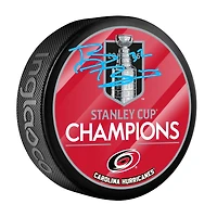 Brandon Bussi Carolina Hurricanes Autographed 2026 Stanley Cup Champions Hockey Puck