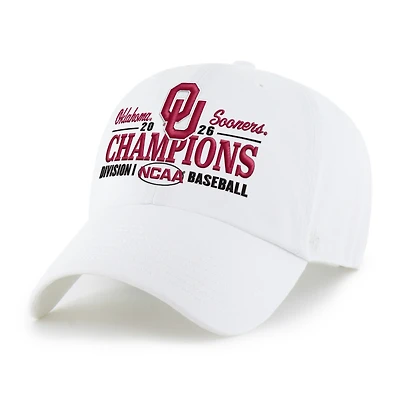 Men's '47 White Oklahoma Sooners 2026 NCAA Baseball Men's College World Series Champions Clean Up Adjustable Hat