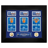 Highland Mint New York Knicks Three-Time NBA Finals Champions 18" x 22" Deluxe Banner Gold Coin Photo Mint