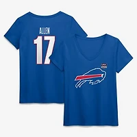 Women's Josh Allen Royal Buffalo Bills USA 250 Name & Number V-Neck T-Shirt