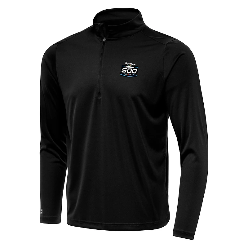Men's Antigua Black 2027 Daytona 500 Tribute Quarter-Zip Pullover