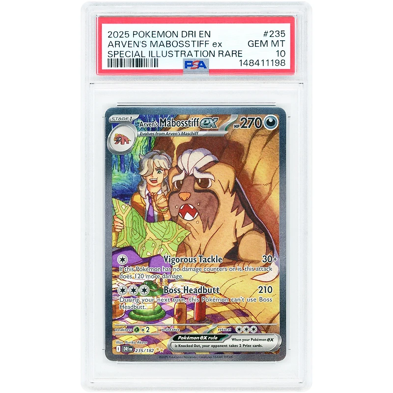 Arven's Mabosstiff ex 2025 Pokemon Destined Rivals Special Illustration Rare #235 PSA Authenticated 10 Card