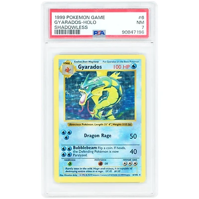 Gyarados 1999 Pokemon Base Set Shadowless Holo Rare #6 PSA Authenticated 7 Card