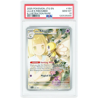Lillie's Ribombee 2025 Pokemon Journey Together Illustration Rare #164 PSA Authenticated 10 Card