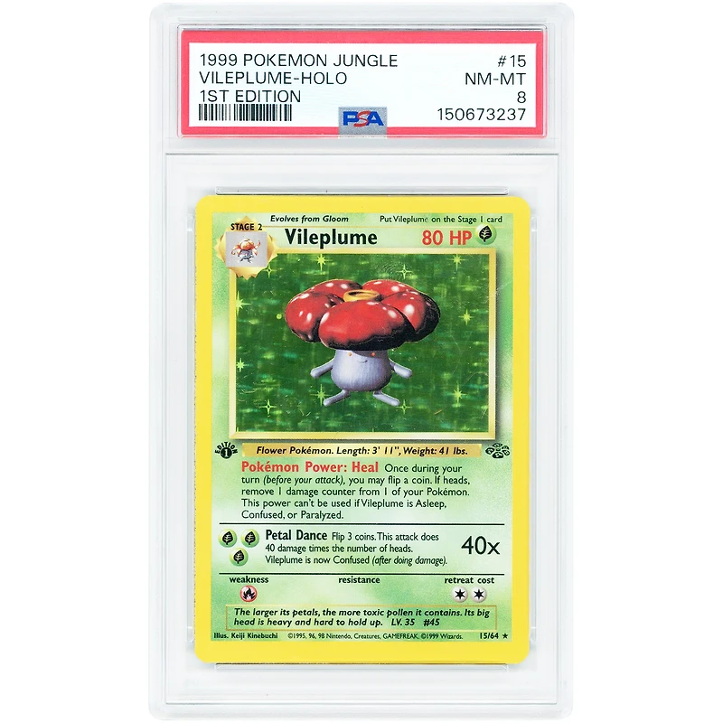 Vileplume 1999 Pokemon Jungle 1st Edition Holo Rare #15 PSA Authenticated 8 Card