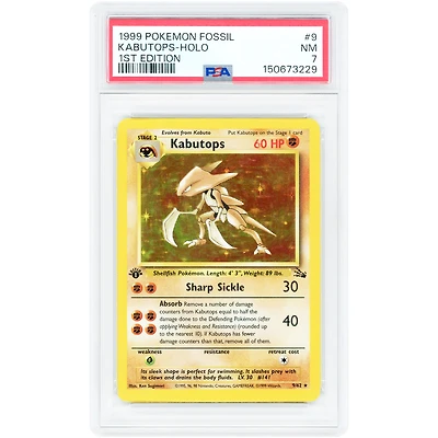 Kabutops 1999 Pokemon Fossil 1st Edition Holo Rare #9 PSA Authenticated 7 Card