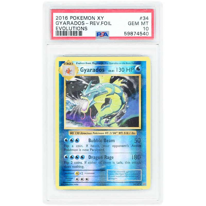 Gyarados 2016 Pokemon Evolutions Holo Rare #34 PSA Authenticated Card