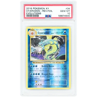 Gyarados 2016 Pokemon Evolutions Holo Rare #34 PSA Authenticated Card