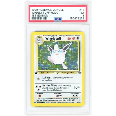 Wigglytuff 1999 Pokemon Jungle 1st Edition Holo Rare #16 PSA Authenticated 5 Card
