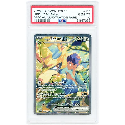Hop's Zacian EX 2025 Pokemon Journey Together Special Illustration Rare #186 PSA Authenticated 10 Card