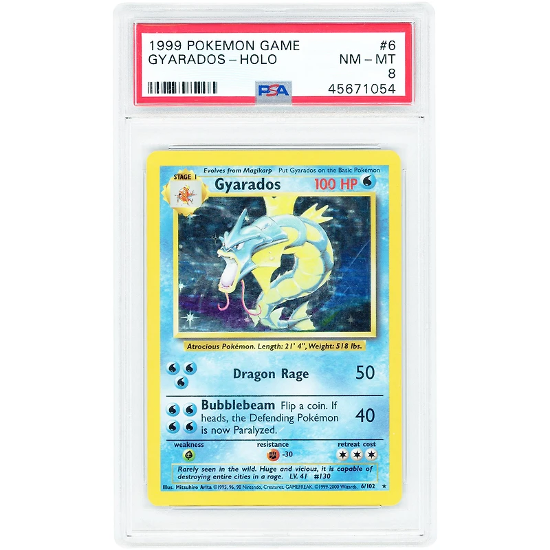 Gyarados 1999 Pokemon Base Set Unlimited Holo Rare #6 PSA Authenticated Card