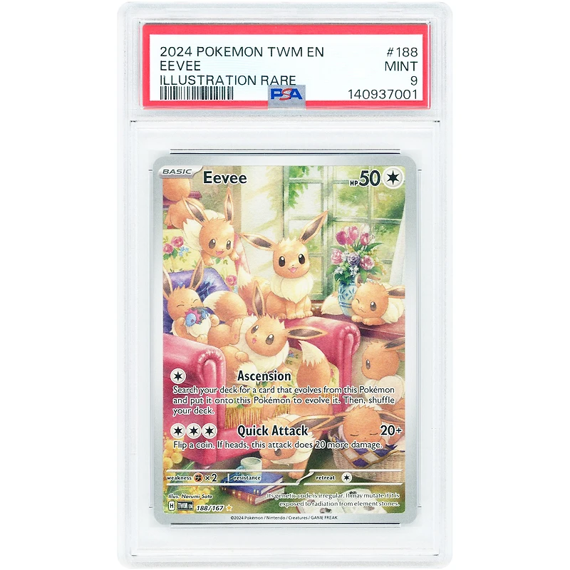 Eevee 2024 Pokemon Twilight Masquerade Illustration Rare #188 PSA Authenticated 9 Card