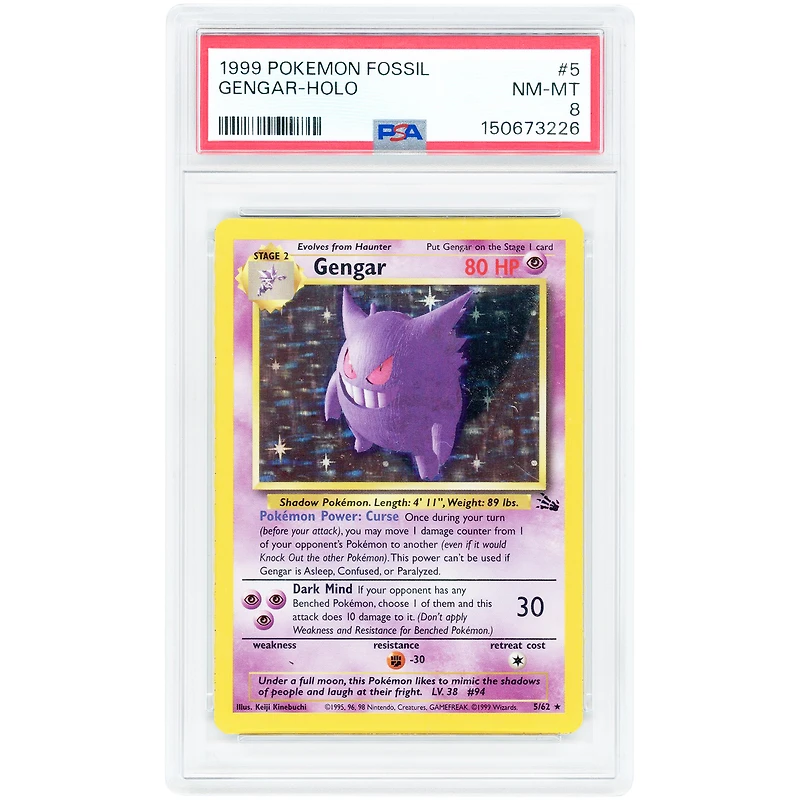 Gengar 1999 Pokemon Fossil Holo Rare #5 PSA Authenticated 8 Card