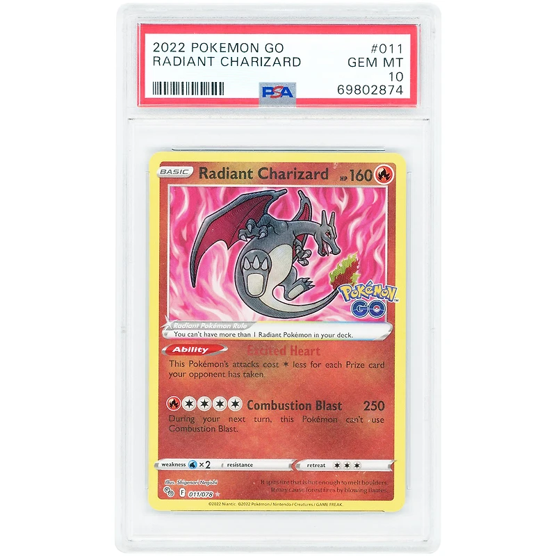 Radiant Charizard 2022 Pokemon Go Radiant Rare #11 PSA Authenticated 10 Card