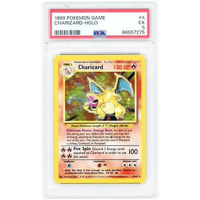 Charizard 1999 Pokemon Base Set Unlimited Holo Rare #4 PSA Authenticated 5 Card