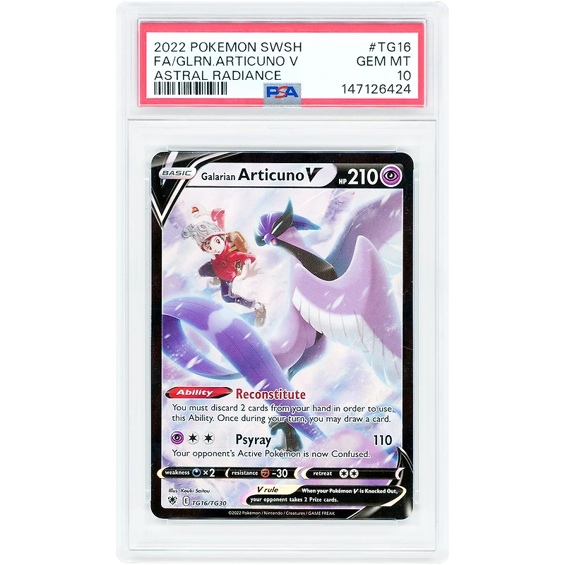 Galarian Articuno V 2022 Pokemon Astral Radiance Trainer Gallery Ultra Rare #TG16 PSA Authenticated 10 Card