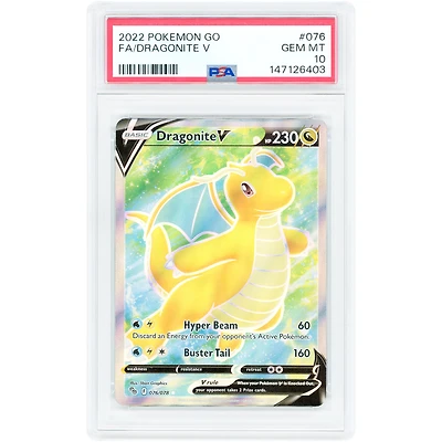 Dragonite V 2022 Pokemon Go Ultra Rare #076 PSA Authenticated 10 Card