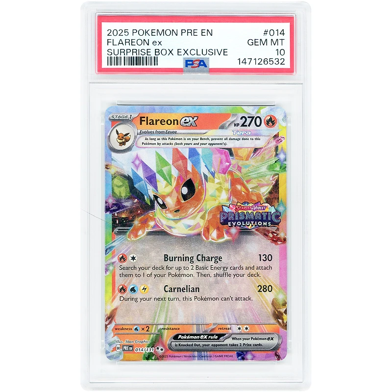 Flareon ex 2025 Pokemon Prismatic Evolutions Black Star Promo #014 PSA Authenticated 10 Card