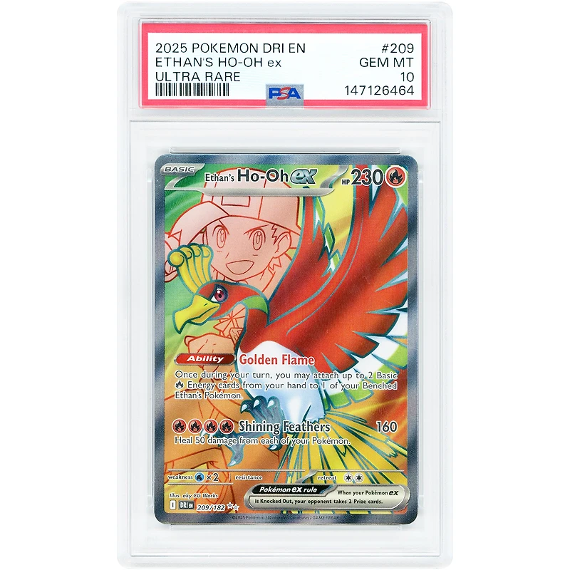 Ethan's Ho-oh ex 2025 Pokemon Destined Rivals Ultra Rare #209 PSA Authenticated 10 Card