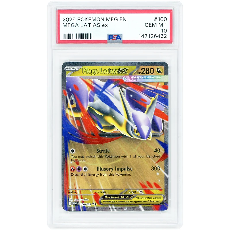 Mega Latias ex 2025 Pokemon Mega Evolution Double Rare #100 PSA Authenticated 10 Card