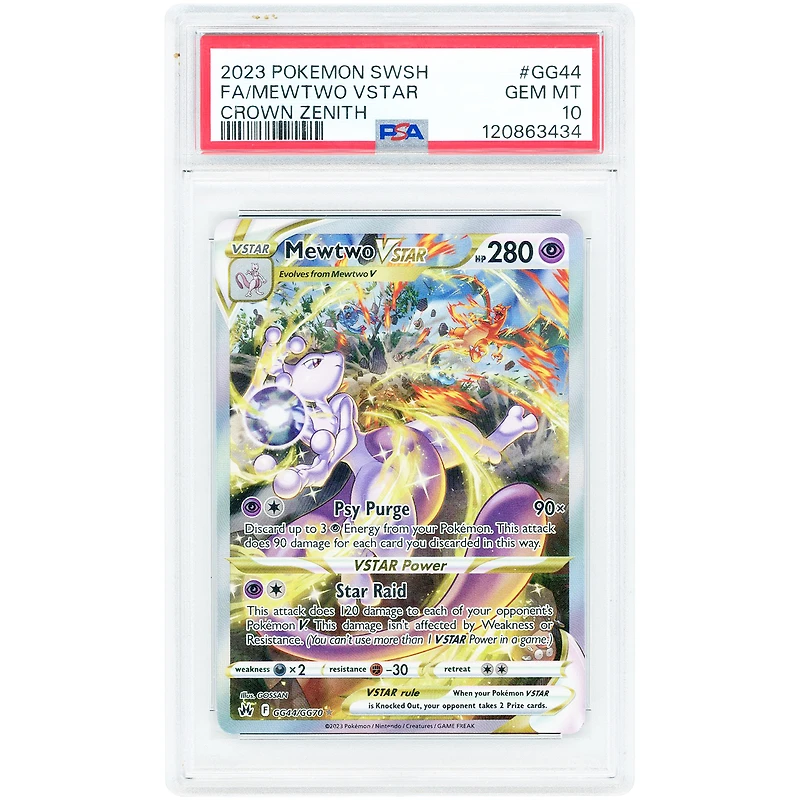 Mewtwo VSTAR 2023 Pokemon Crown Zenith Galarian Gallery Ultra Rare PSA 10 Authenticated Card