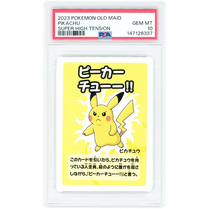 Pikachu 2023 Pokemon Old Maid Super High Tension Japanese Common #NNO PSA Authenticated 10 Card