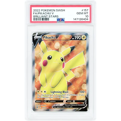 Pikachu V 2022 Pokemon Brilliant Stars Ultra Rare #157 PSA Authenticated 10 Card