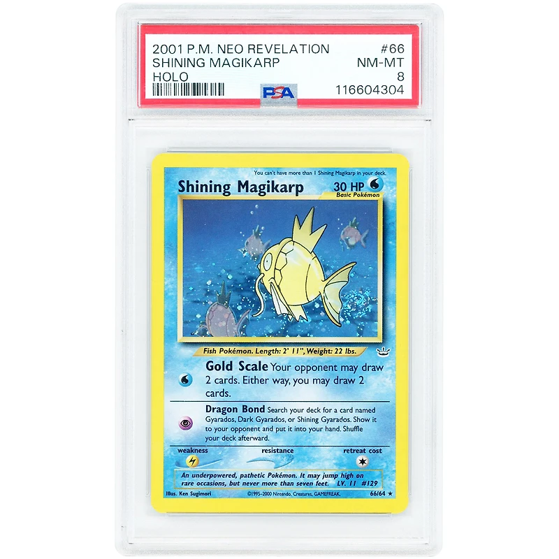 Shining Magikarp 2001 Pokemon Neo Revelation Secret Rare #66 PSA Authenticated 8 Card