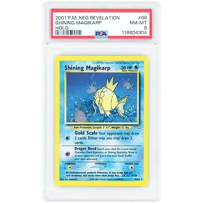 Shining Magikarp 2001 Pokemon Neo Revelation Secret Rare #66 PSA Authenticated 8 Card