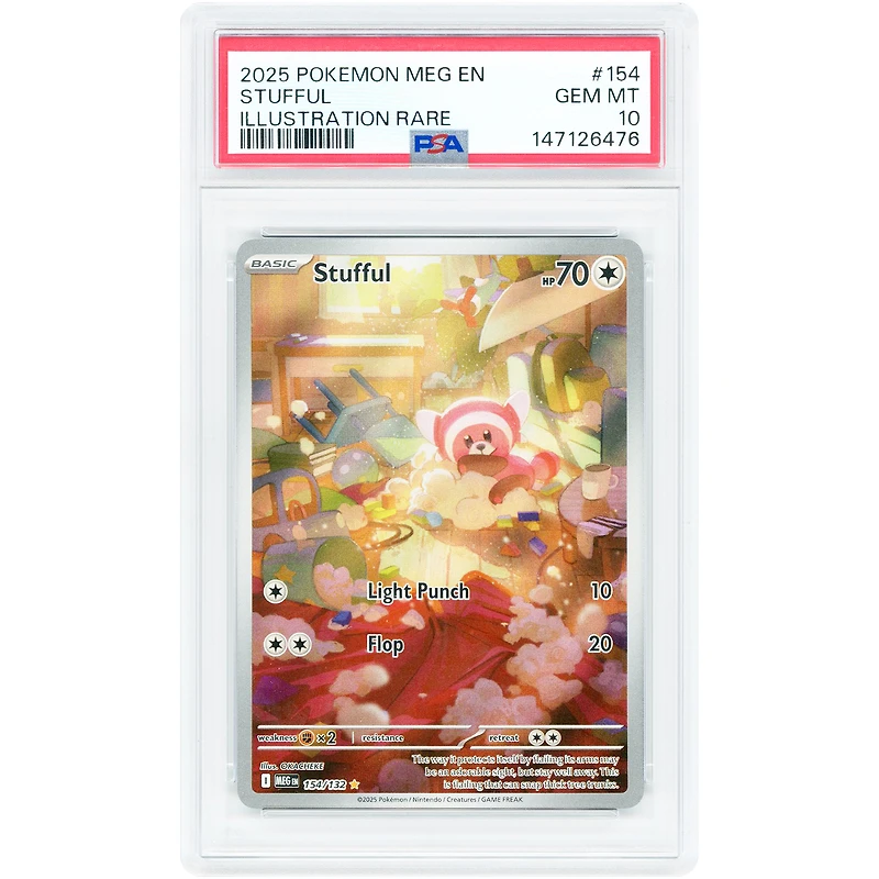 Stufful 2025 Pokemon Mega Evolution Illustration Rare #154 PSA Authenticated 10 Card
