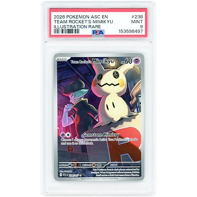 Team Rocket's Mimikyu 2026 Pokemon Ascended Heroes Illustration Rare #238 PSA Authenticated 9 Card