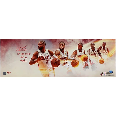 Dwyane Wade Miami Heat Autographed 10" x 30" Timeline Panoramic Photograph with Multiple Inscriptions