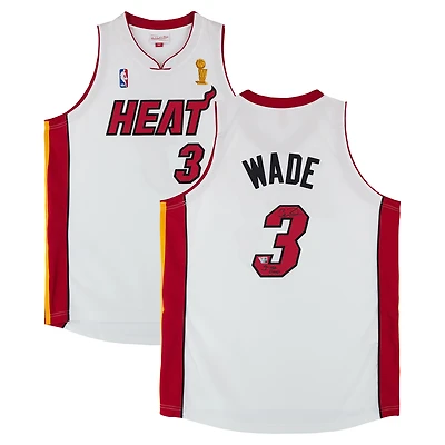 Dwyane Wade Miami Heat Autographed White Mitchell & Ness 2005 Finals Authentic Jersey with "3x NBA Champ" Inscription