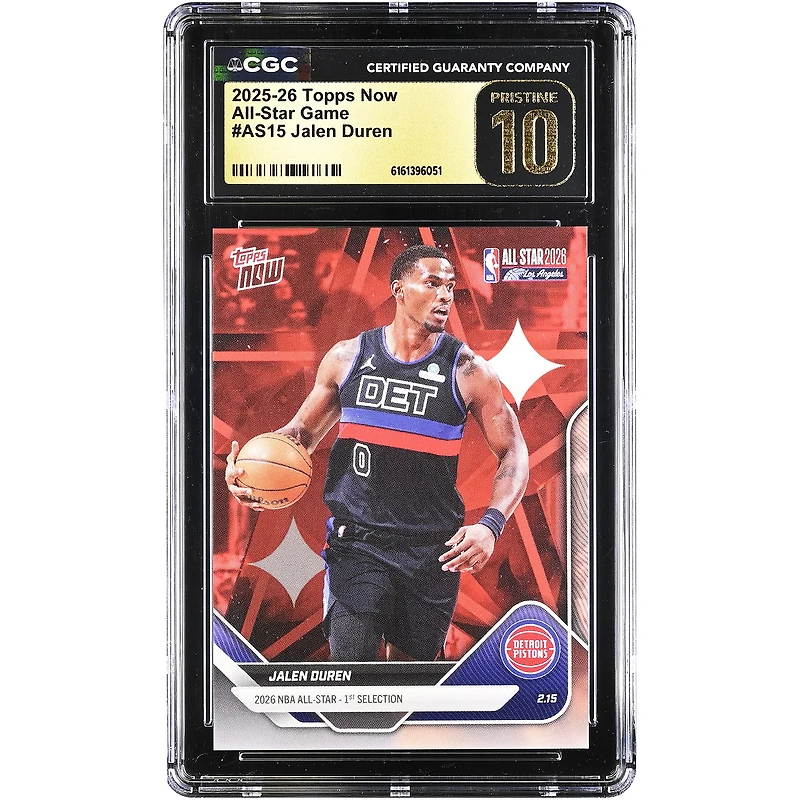 Jalen Duren Detroit Pistons 2025-26 Topps Now All-Star Game #AS15 CGC Authenticated PRISTINE 10 Card