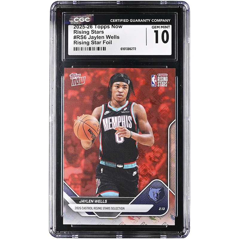 Jaylen Wells Memphis Grizzlies 2025-26 Topps Now Rising Stars Foil #RS6 CGC Authenticated 10 Card