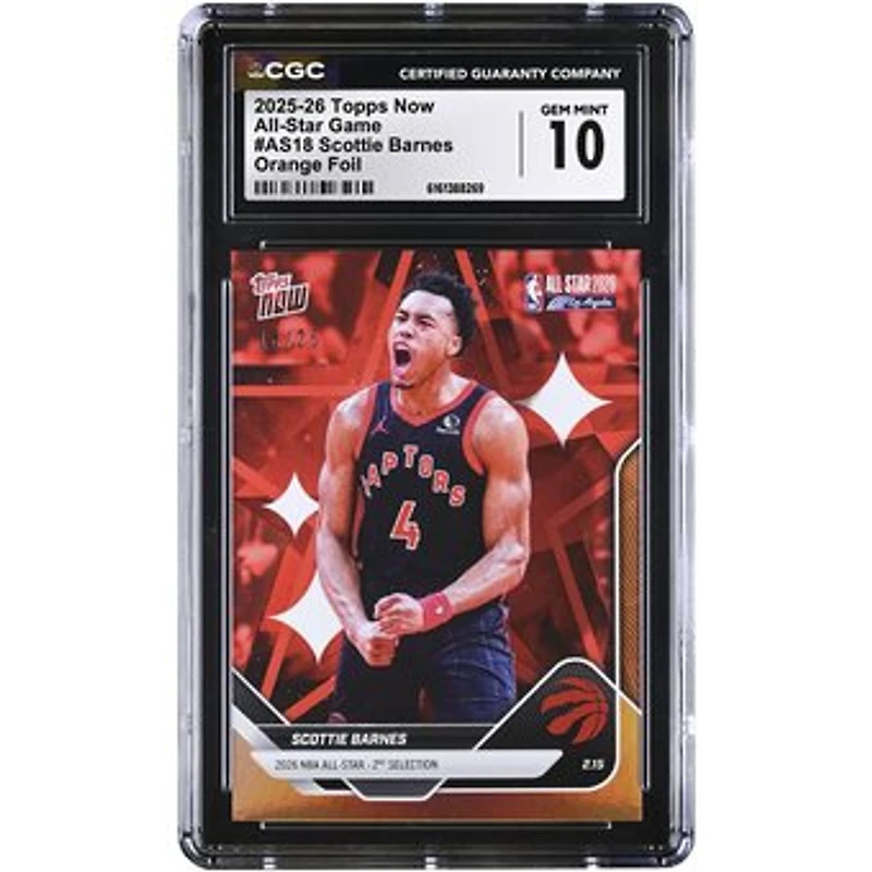 Scottie Barnes Toronto Raptors 2025-26 Topps Now All-Star Game Orange Foil #AS18 #/25 CGC Authenticated 10 Card