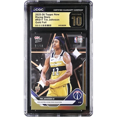 Tre Johnson III Washington Wizards 2025-26 Topps Now Rising Stars Gold Foil #RS11 #/50 CGC Authenticated PRISTINE 10 Card