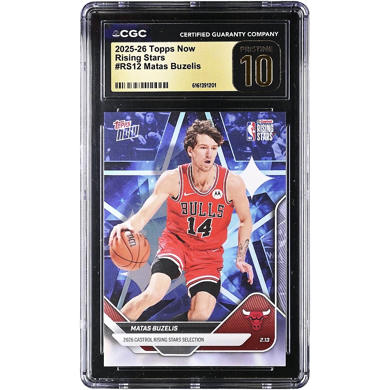 Matas Buzelis Chicago Bulls 2025-26 Topps Now Rising Stars #RS12 CGC Authenticated PRISTINE 10 Card