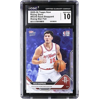 Reed Sheppard Houston Rockets 2025-26 Topps Now Rising Stars Foil #RS10 CGC Authenticated 10 Card