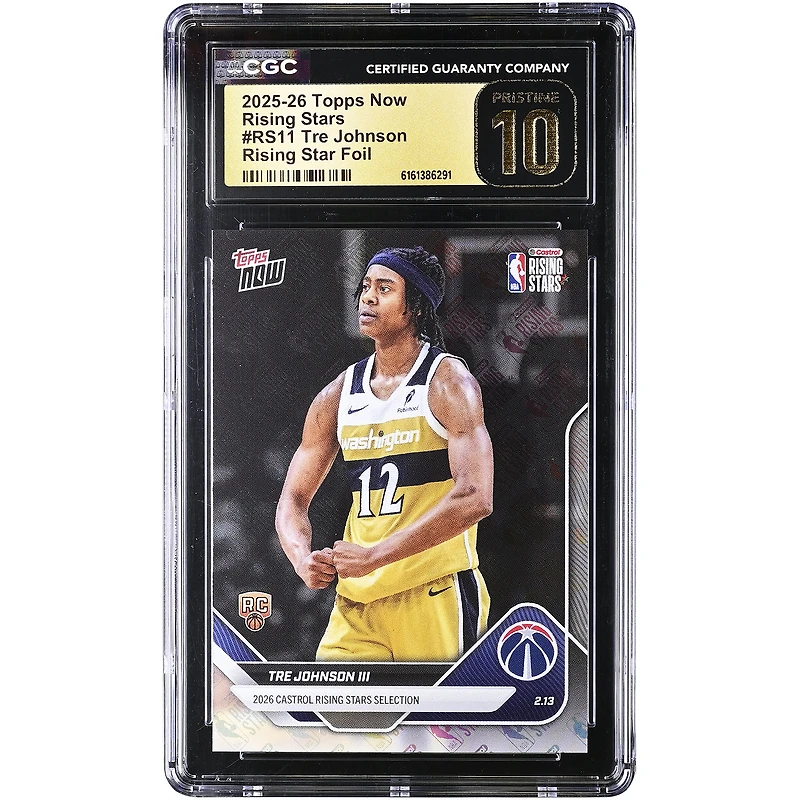 Tre Johnson III Washington Wizards 2025-26 Topps Now Rising Stars Foil #RS11 CGC Authenticated PRISTINE 10 Rookie Card