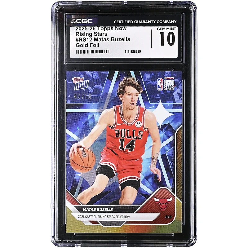 Matas Buzelis Chicago Bulls 2025-26 Topps Now Rising Stars Gold Foil #RS12 #/50 CGC Authenticated 10 Card