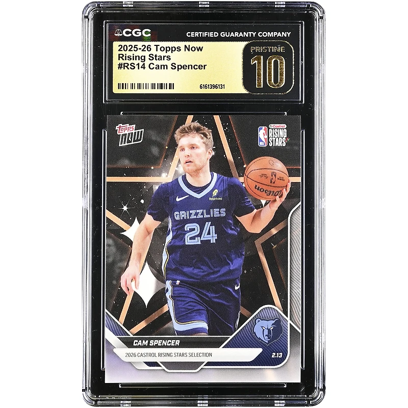 Cam Spencer Memphis Grizzlies 2025-26 Topps Now Rising Stars #RS14 CGC Authenticated PRISTINE 10 Card