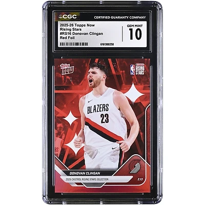 Donovan Clingan Portland Trail Blazers 2025-26 Topps Now Rising Stars Red Foil #RS16 #1/5 CGC Authenticated 10 Card