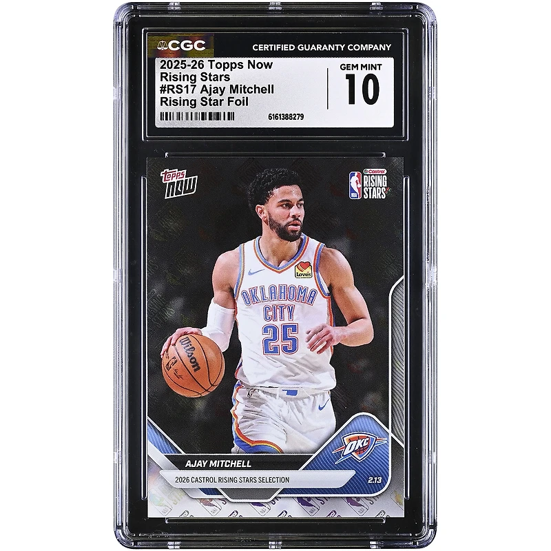 Ajay Mitchell Oklahoma City Thunder 2025-26 Topps Now Rising Stars Foil #RS17 CGC Authenticated 10 Card