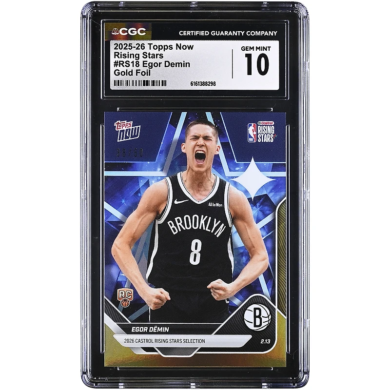 Egor Demin Brooklyn Nets 2025-26 Topps Now Rising Stars Gold Foil #RS18 #/50 CGC Authenticated 10 Rookie Card