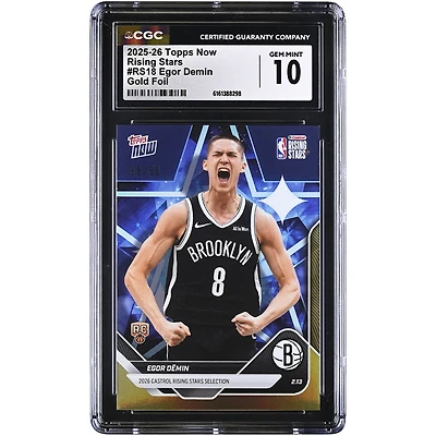 Egor Demin Brooklyn Nets 2025-26 Topps Now Rising Stars Gold Foil #RS18 #/50 CGC Authenticated 10 Rookie Card