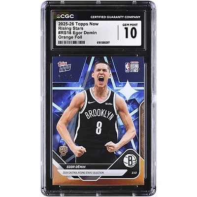 Egor Demin Brooklyn Nets 2025-26 Topps Now Rising Stars Orange Foil #RS18 #/25 CGC Authenticated 10 Rookie Card