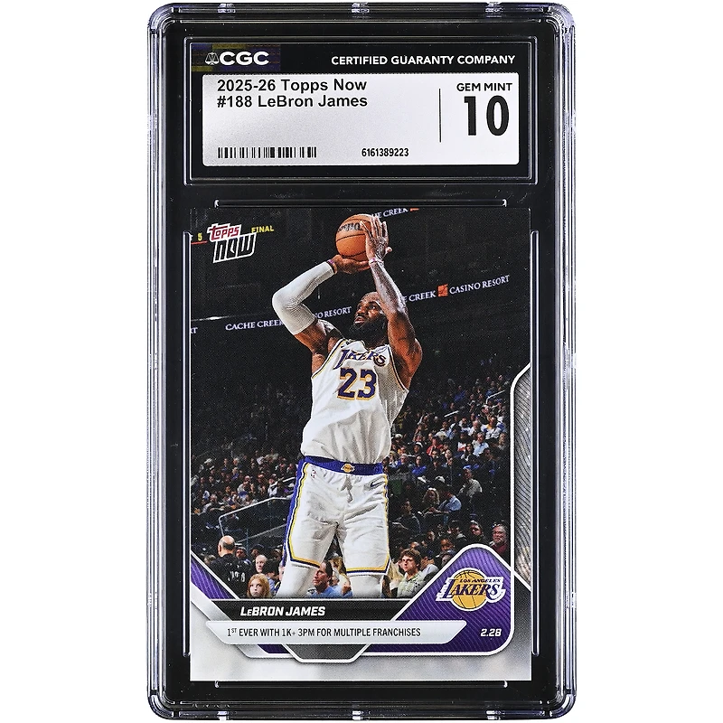 LeBron James Los Angeles Lakers 2025-26 Topps Now 1st Ever with 1K+ 3PM for Multiple Franchises #188 CGC Authenticated Card