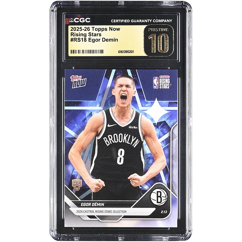 Egor Demin Brooklyn Nets 2025-26 Topps Now Rising Stars #RS18 CGC Authenticated PRISTINE 10 Rookie Card